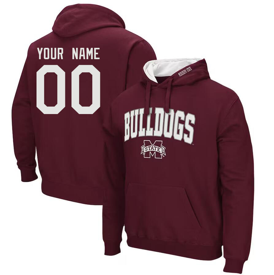 Custom Mississippi State Bulldogs College Name And Number Hoodie-Maroon - Click Image to Close